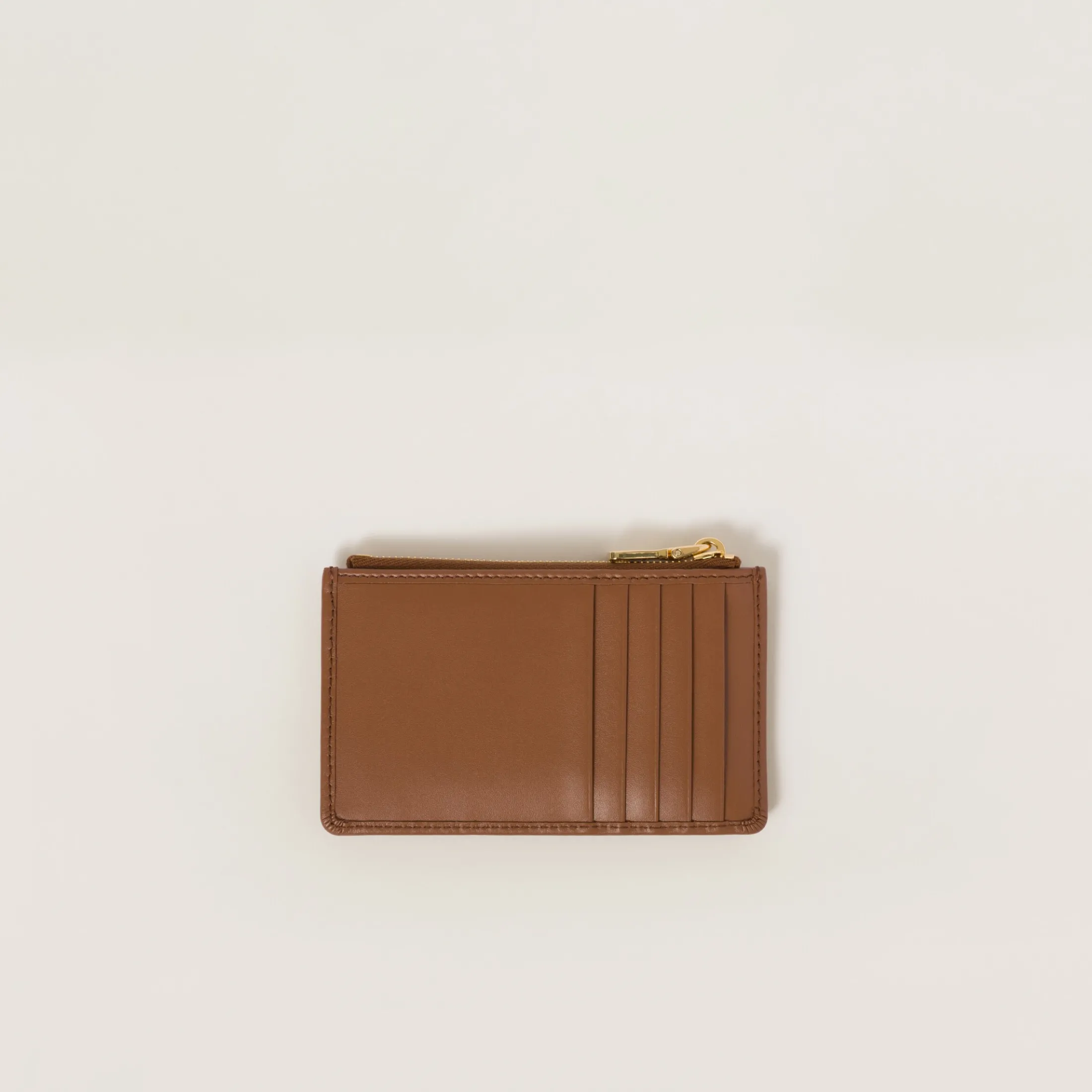 Cognac Leather Envelope Wallet | Miu Miu