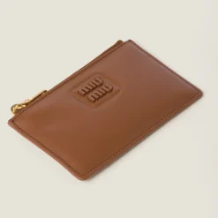 Cognac Leather Envelope Wallet | Miu Miu