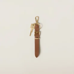 Cognac Leather Key Ring | Miu Miu