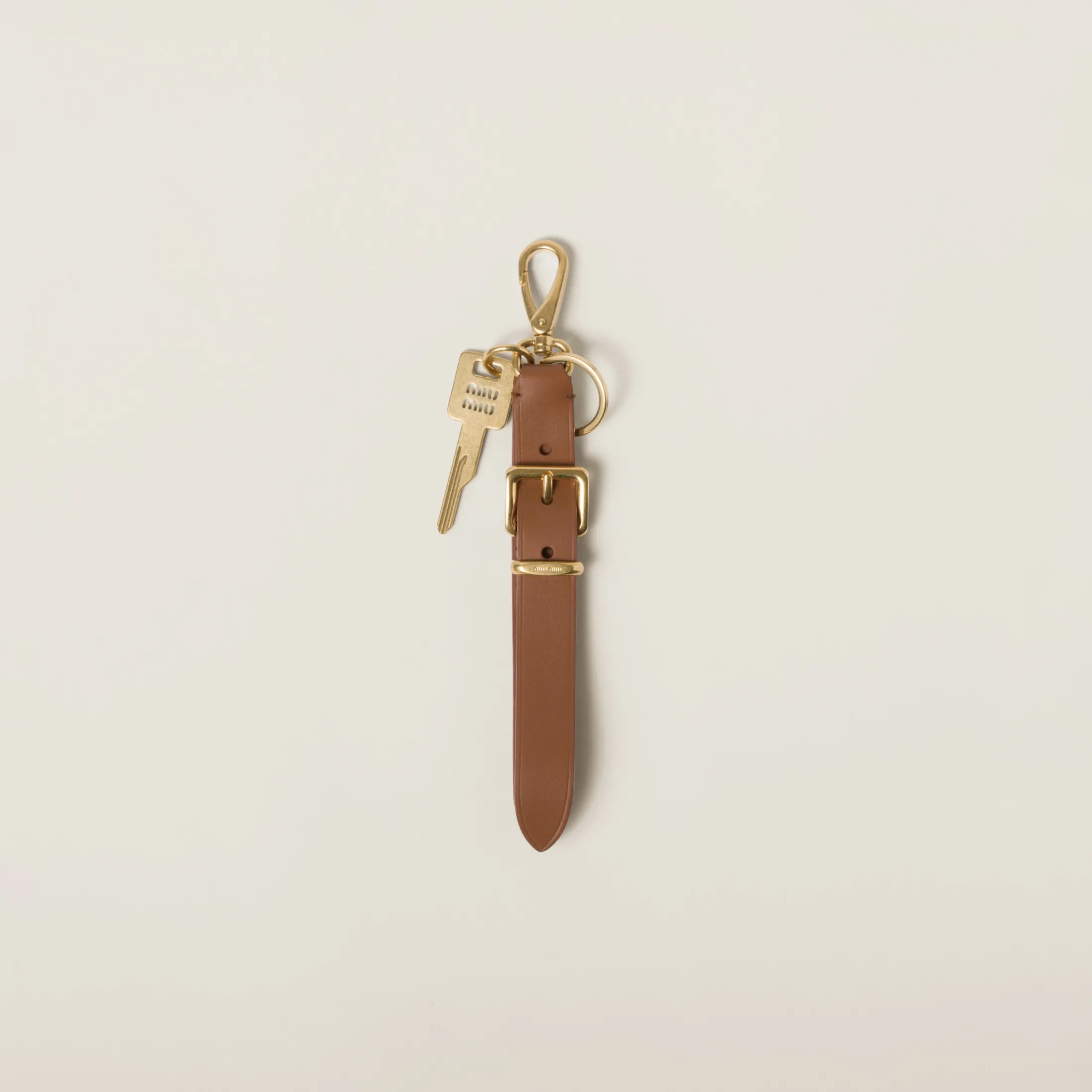 Cognac Leather Key Ring | Miu Miu