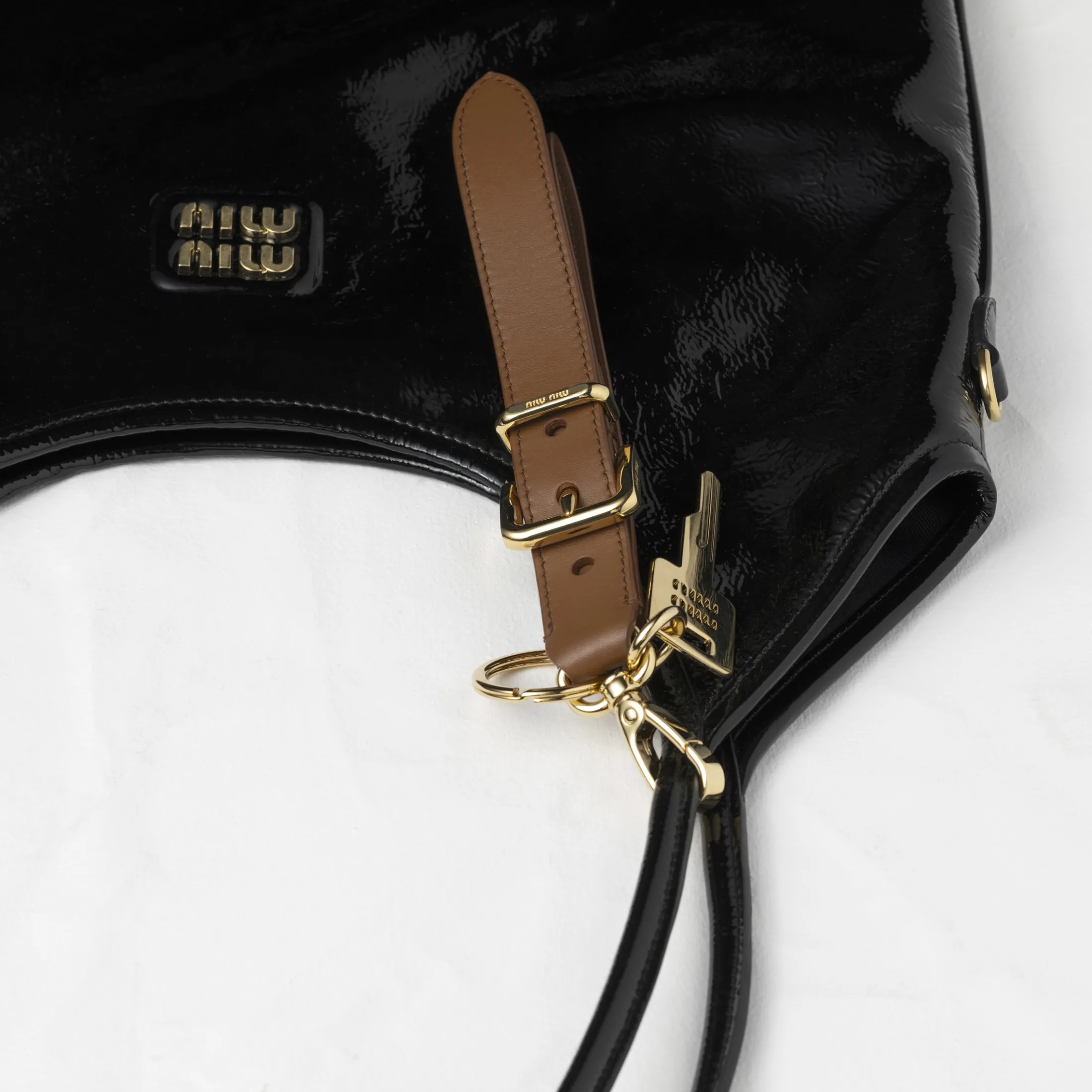Cognac Leather Key Ring | Miu Miu