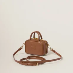Cognac Leather Micro Bag | Miu Miu