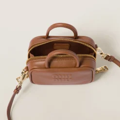 Cognac Leather Micro Bag | Miu Miu