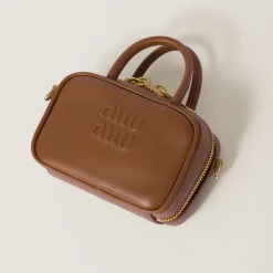 Cognac Leather Micro Bag | Miu Miu
