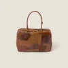 Cognac Leather Patchwork Top-handle Bag | Miu Miu