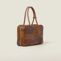 Cognac Leather Patchwork Top-handle Bag | Miu Miu