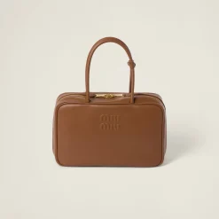 Cognac Leather Top-handle Bag | Miu Miu