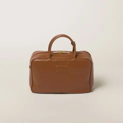Cognac Leather Top-handle Bag | Miu Miu