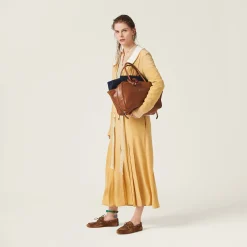 Cognac Leather Top-handle Bag | Miu Miu