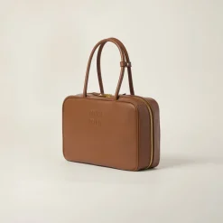 Cognac Leather Top-handle Bag | Miu Miu
