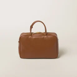 Cognac Leather Top-handle Bag | Miu Miu