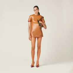 Cognac Nappa Leather Dress | Miu Miu
