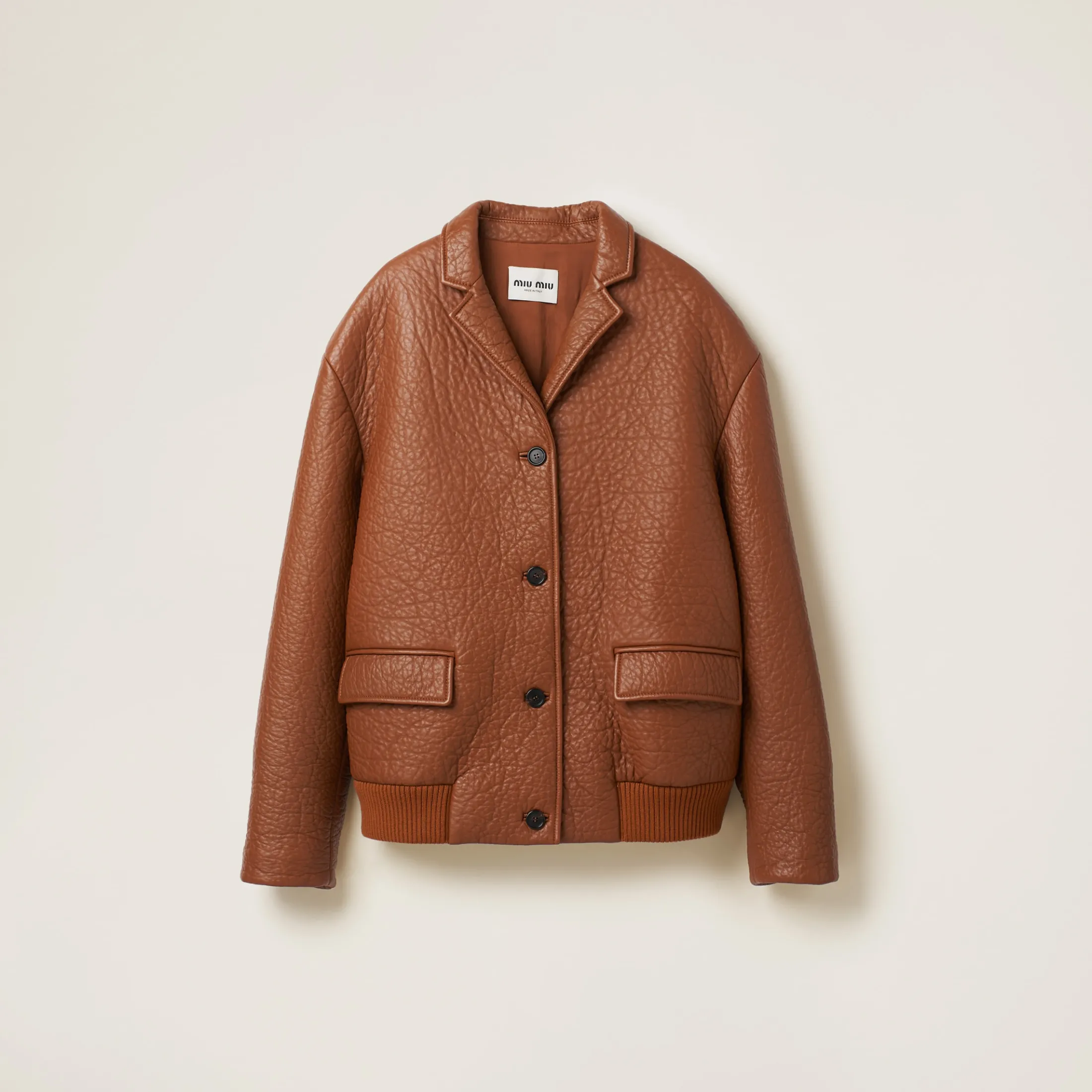 Cognac Nappa Leather Jacket | Miu Miu