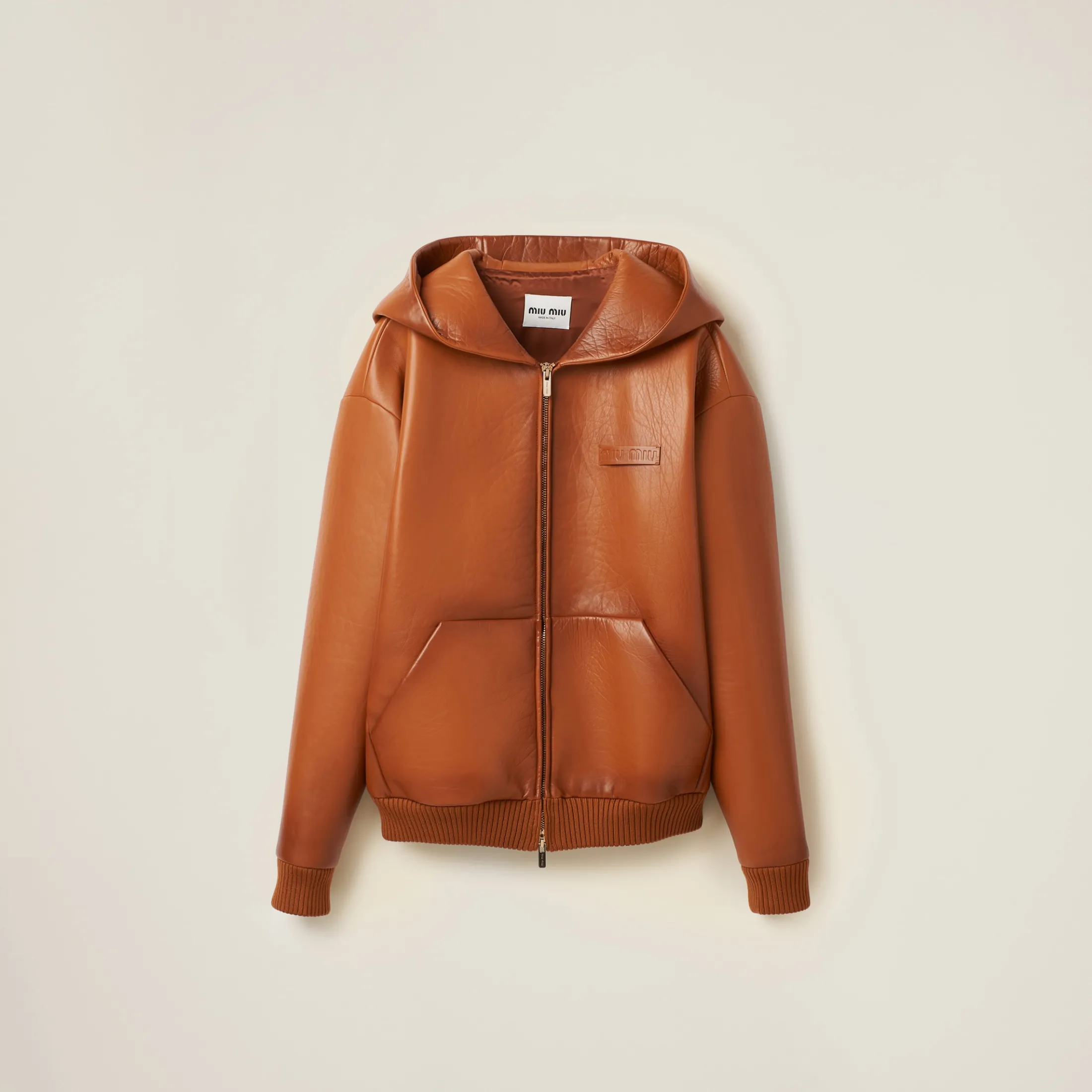 Cognac Nappa Leather Jacket | Miu Miu