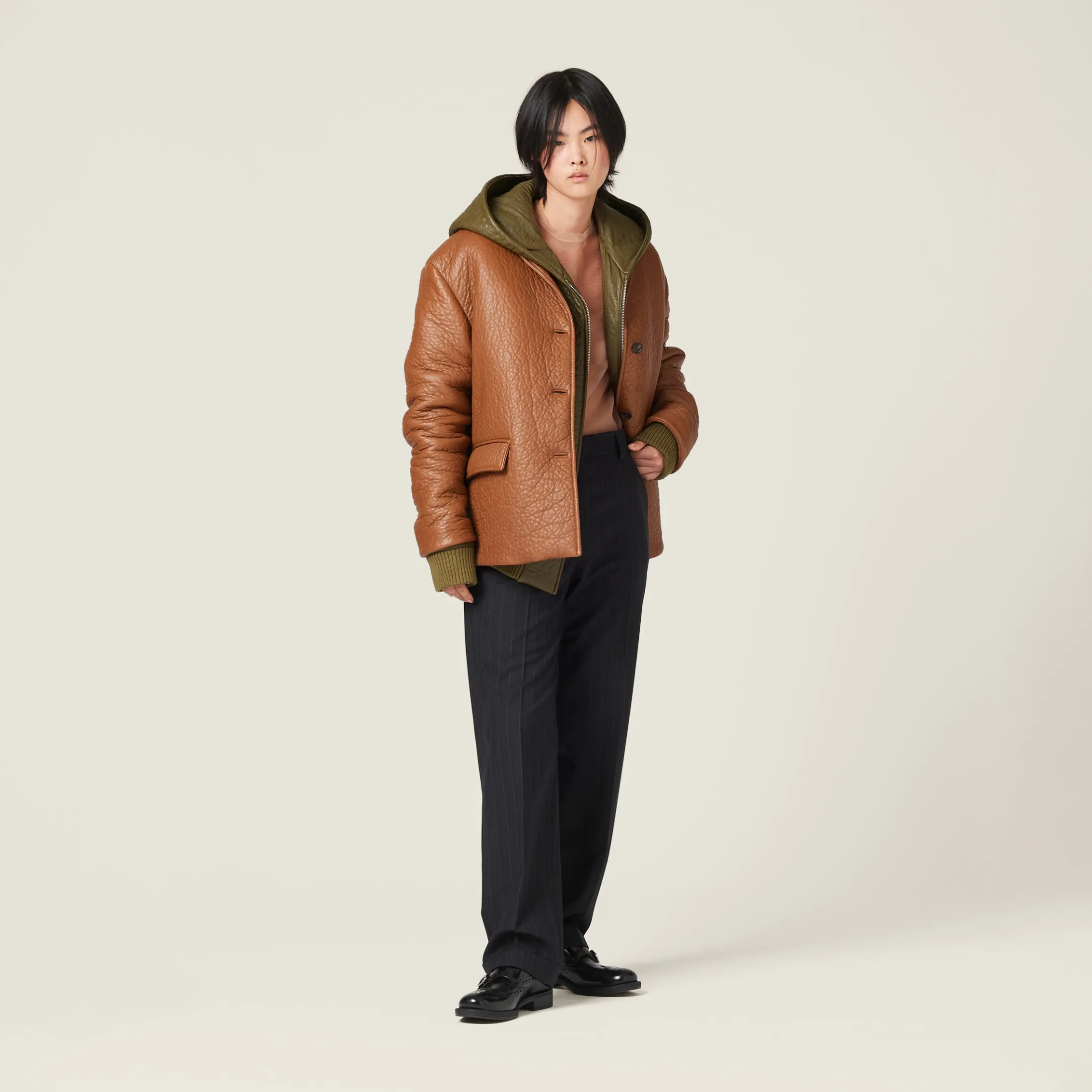 Cognac Nappa Leather Jacket | Miu Miu