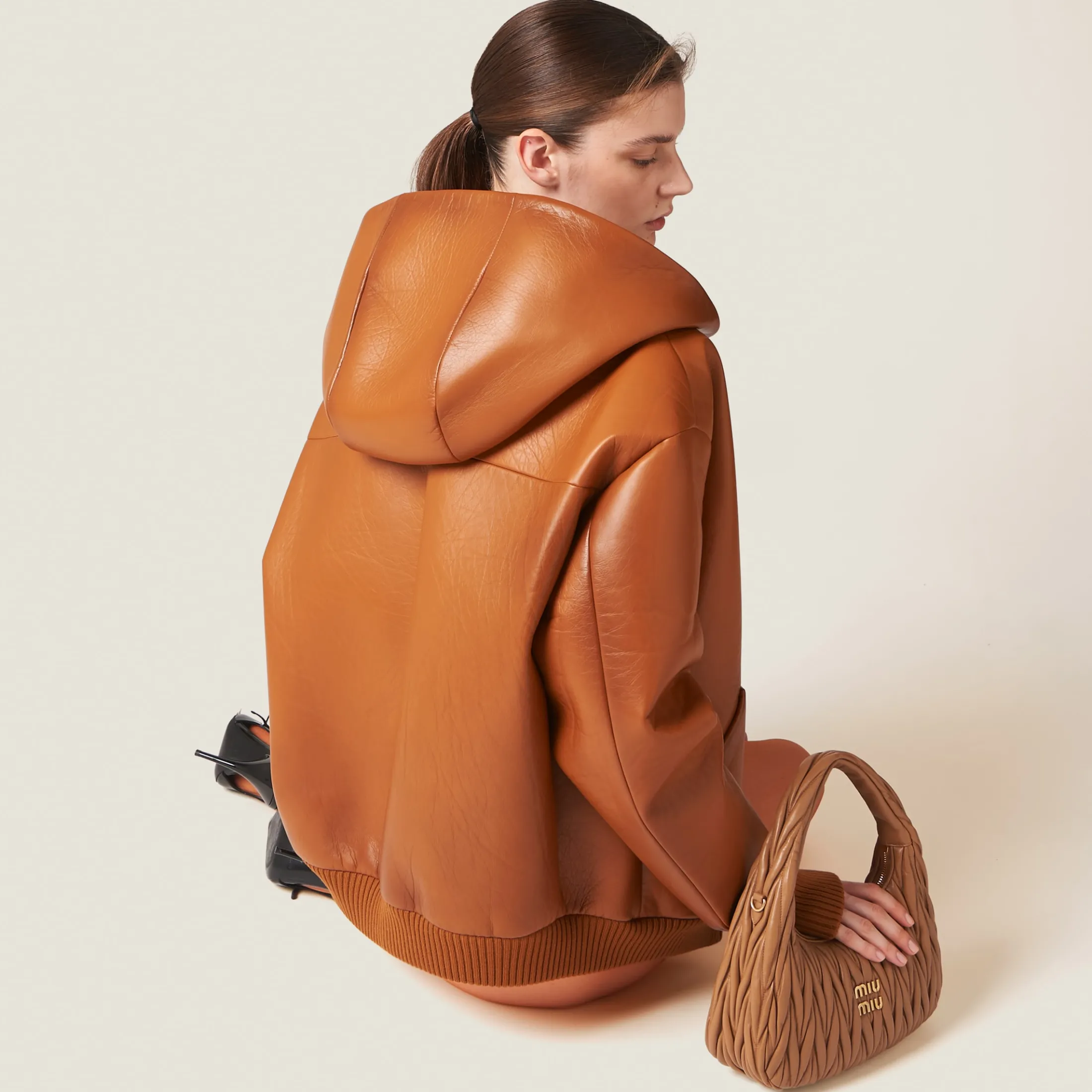 Cognac Nappa Leather Jacket | Miu Miu