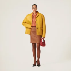 Cognac Nappa Leather Skirt | Miu Miu