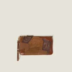 Cognac Patchwork Leather Pouch | Miu Miu