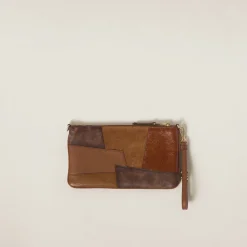 Cognac Patchwork Leather Pouch | Miu Miu