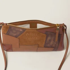 Cognac Patchwork Leather Pouch | Miu Miu