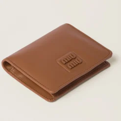 Cognac Small Leather Wallet | Miu Miu