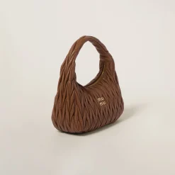 Cognac Wander Matelassé Nappa Leather Hobo Bag | Miu Miu
