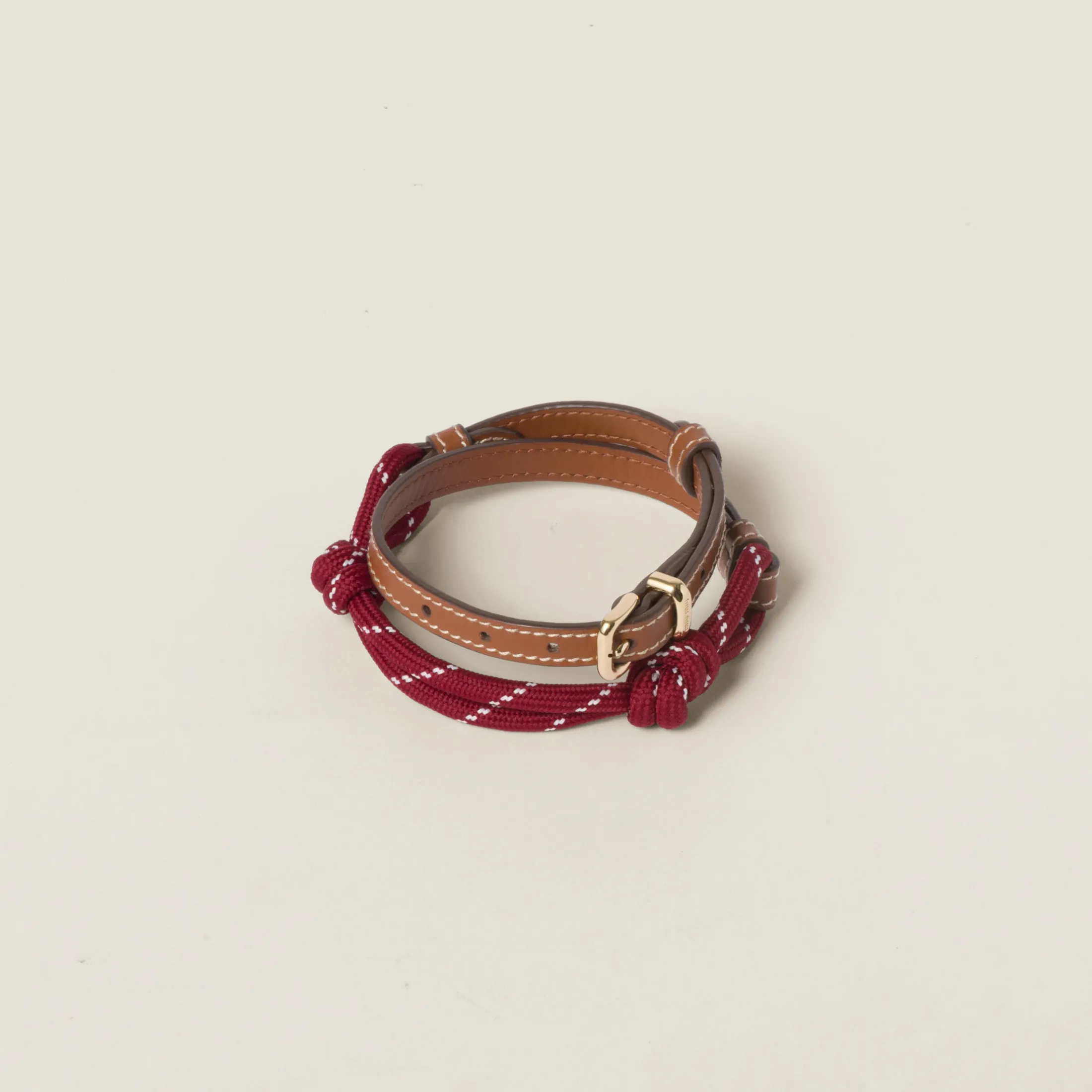 Cognac/amaranth Leather Anklet | Miu Miu