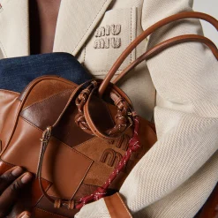 Cognac/amaranth Leather Anklet | Miu Miu