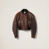 Cognac/black Nappa Leather Jacket | Miu Miu