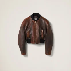 Cognac/black Nappa Leather Jacket | Miu Miu