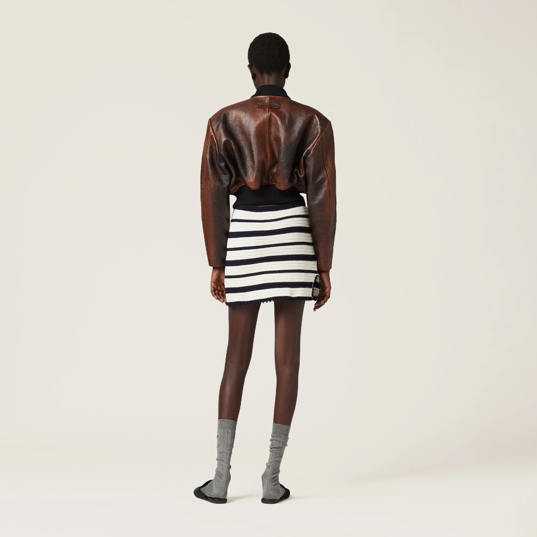 Cognac/black Nappa Leather Jacket | Miu Miu