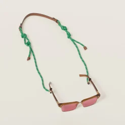Cognac/emerald Green Miu Miu Glasses Cord | Miu Miu