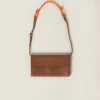 Cognac/orange Leather Wallet With Leather And Cord Shoulder Strap | Miu Miu