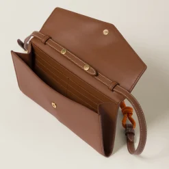 Cognac/orange Leather Wallet With Leather And Cord Shoulder Strap | Miu Miu