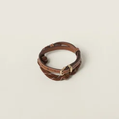 Cognac/tobacco Leather Anklet | Miu Miu