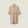 Colonial Beige Cotton And Silk Mini-dress | Miu Miu