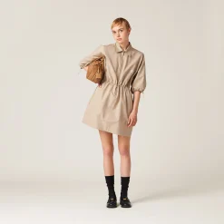 Colonial Beige Cotton And Silk Mini-dress | Miu Miu
