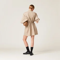 Colonial Beige Cotton And Silk Mini-dress | Miu Miu