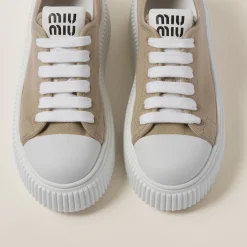 Colonial Beige Denim Sneakers | Miu Miu