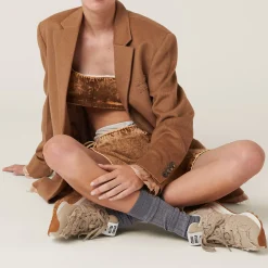 Colonial Beige New Balance 574 X Miu Miu Denim Sneakers | Miu Miu