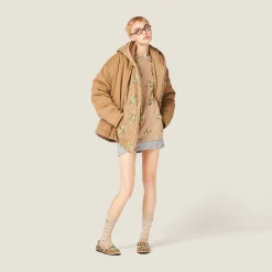 Cord Embroidered Garment-dyed Gabardine Blouson Jacket | Miu Miu