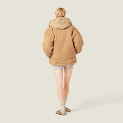 Cord Embroidered Garment-dyed Gabardine Blouson Jacket | Miu Miu