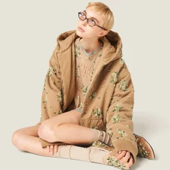 Cord Embroidered Garment-dyed Gabardine Blouson Jacket | Miu Miu