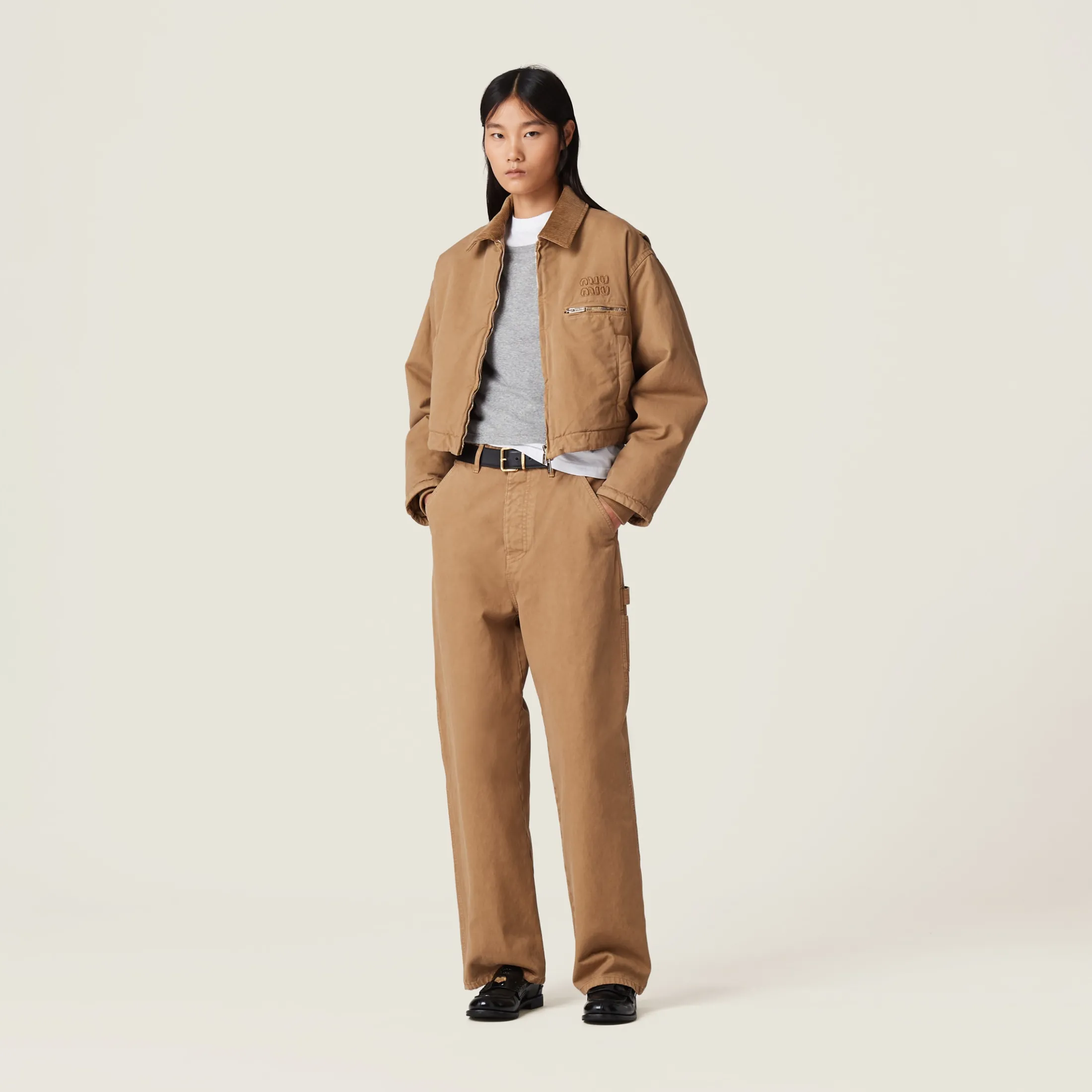 Cord Garment-dyed Gabardine Blouson Jacket | Miu Miu