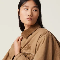 Cord Garment-dyed Gabardine Blouson Jacket | Miu Miu