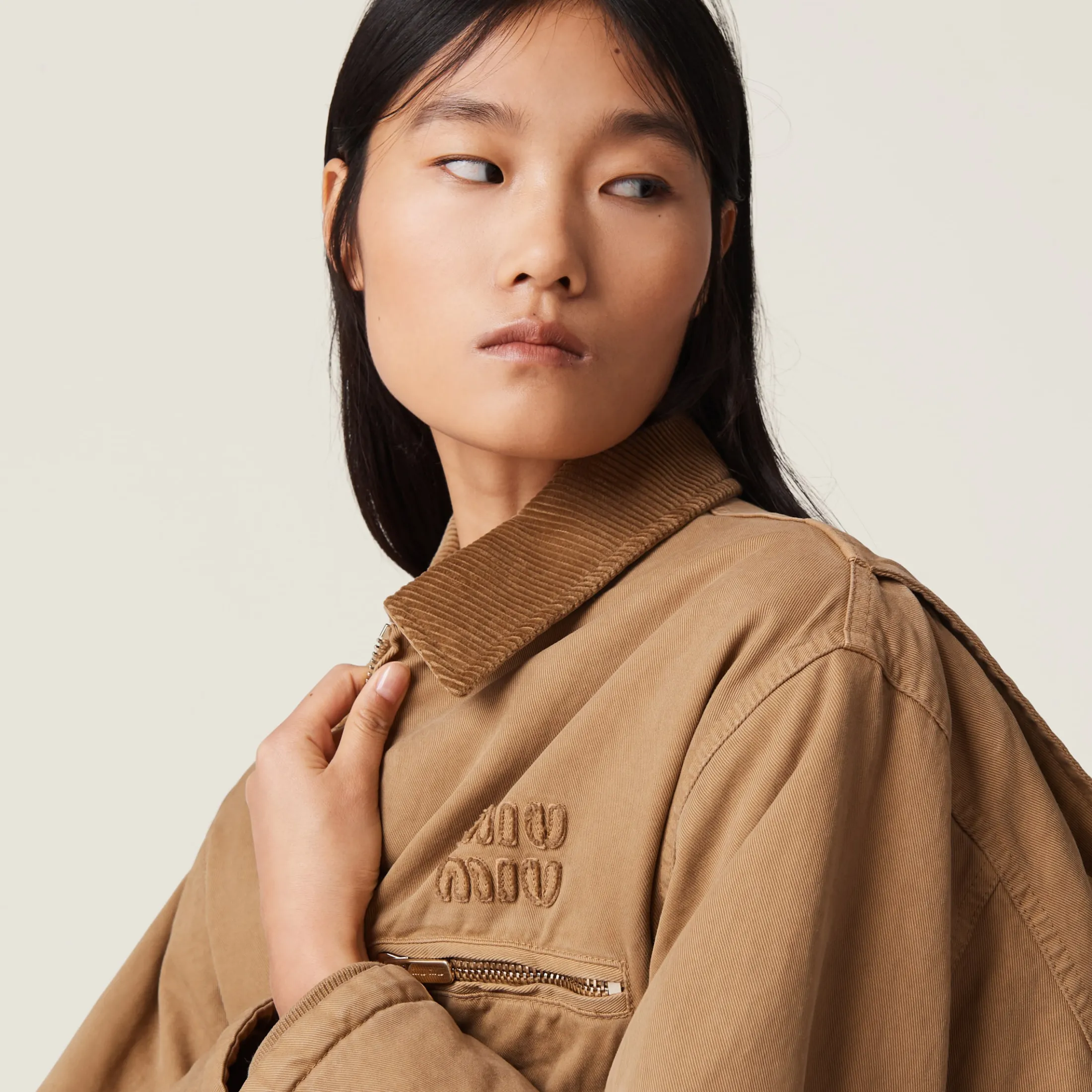 Cord Garment-dyed Gabardine Blouson Jacket | Miu Miu
