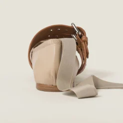 Cord Nappa And Calf Leather Ballerinas | Miu Miu