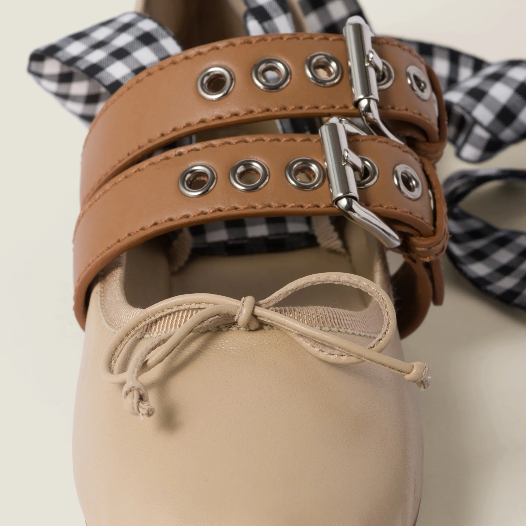 Cord Nappa And Calf Leather Ballerinas | Miu Miu