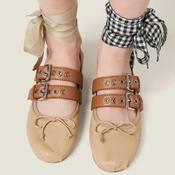 Cord Nappa And Calf Leather Ballerinas | Miu Miu