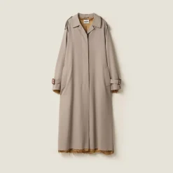 Cord Single-breasted Gabardine Coat | Miu Miu